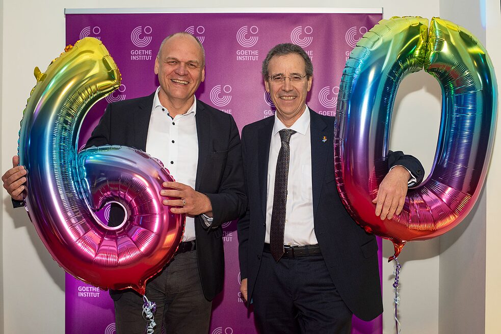 Johannes Ebert, Secretary General of the Goethe-Institut, and Miguel Berger, Germany's Ambassador to the United Kingdom