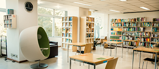 In der Bibliothek sind zwei Mitarbeiter