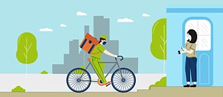 HAN Banner Lieferservice mit Fahrrad