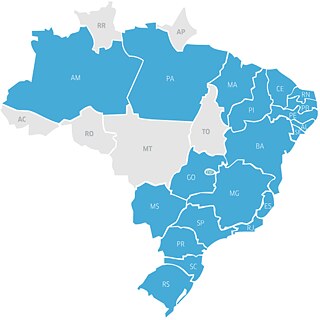 Karte von Brasilien eingeteilt nach Regionen
